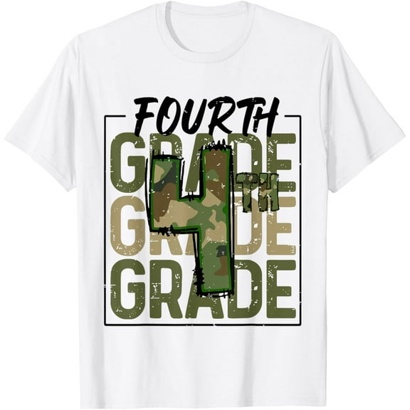 Cute Camo Fourth Grade Back To School Teacher Kid 4th Grade T-Shirt