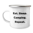 thumbnail image 1 of Cute Camping Gifts for Men Women Friends Family - Eat. Sleep. Camping. Repeat. - Stainless Steel Enamel Camping Mug for Christmas, 1 of 4