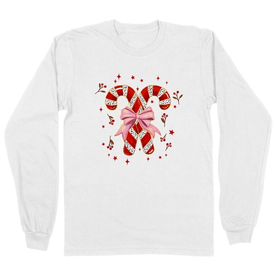 Cute Candy Canes Long Sleeve Shirt Unisex Large White