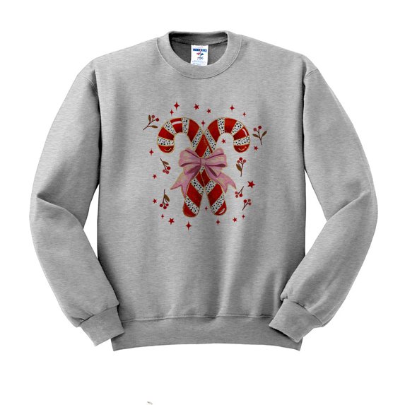 Cute Candy Canes Sweatshirt Unisex 5X-Large Grey