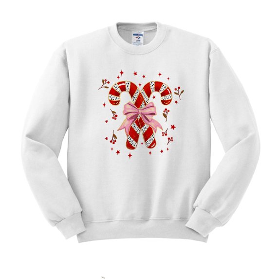 Cute Candy Canes Sweatshirt Unisex Large White