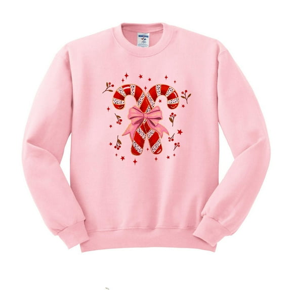 Cute Candy Canes Sweatshirt Unisex Small Pink