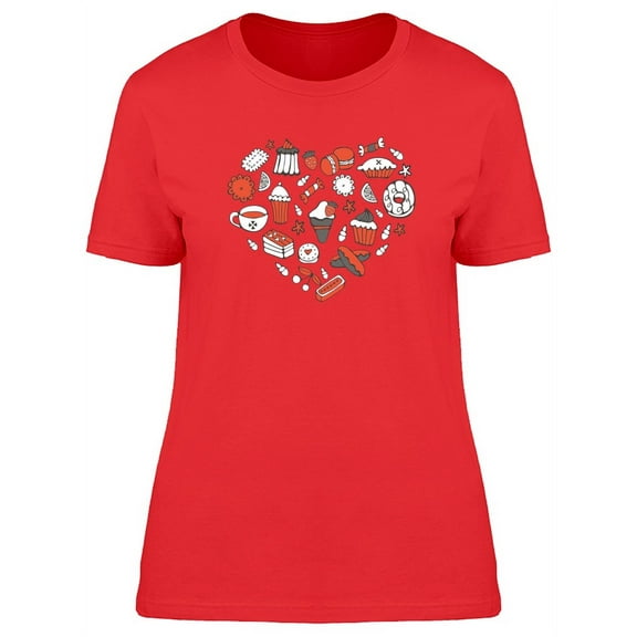 Cute Candy Doodles Heart T-Shirt Women -Image by Shutterstock, Female Large