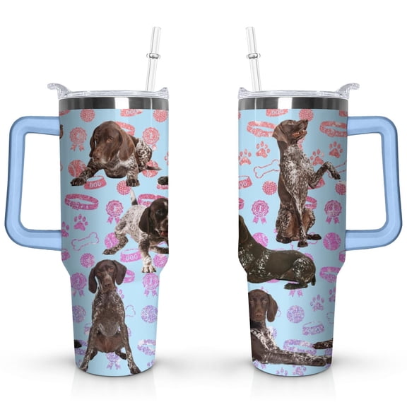 Cute Canine Design 40oz Water Bottle - BPA Free Dog Lovers Tumbler with Handle & Straw - Gift for Women Coffee Mug