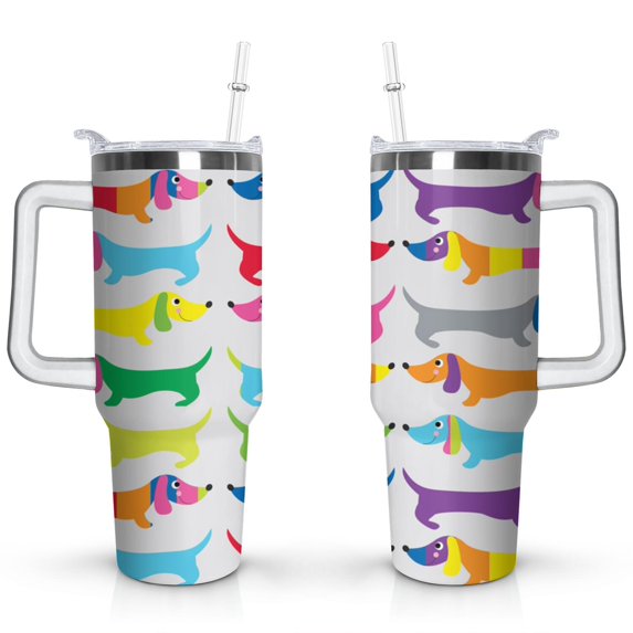 Cute Canine Design 40oz Water Bottle - BPA Free Dog Lovers Tumbler with Handle & Straw - Gift for Women Coffee Mug