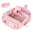 thumbnail image 1 of Cute Canvas Pencil Cases, Zipper Pencil Pouch Big Capacity Special Pencil Cases Storage Bag - Pink, 1 of 3