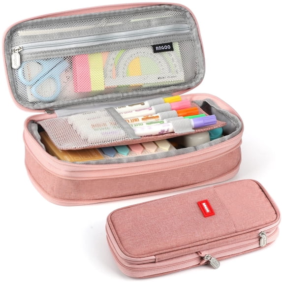 Cute Canvas Pencil Cases, Zipper Pencil Pouch Big Capacity Special Pencil Cases Storage Bag Red