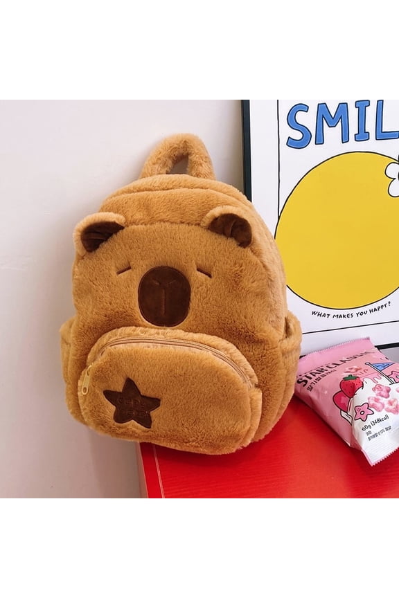 Cute Capibara Plush Capybara Backpack Versatile Cartoon Students School Bags ..