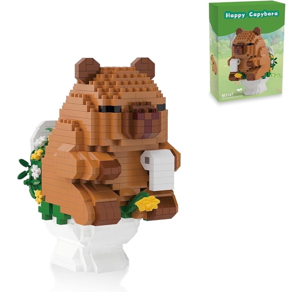Cute Capy-bara Mini Micro Building Blocks, Kawaii Capy-bara Animal Bricks Puzzle Toy, DIY Collectible Desk Decor Gift for Kids & Adults(M3147)