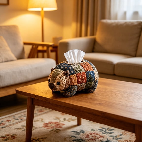 Cute Capybara Colorful Floral Patchwork Tissue Box DIY Sewing Kit Quilt Fabric Handcraft Pack Farmhouse Table Tissue Holder Decor Gift