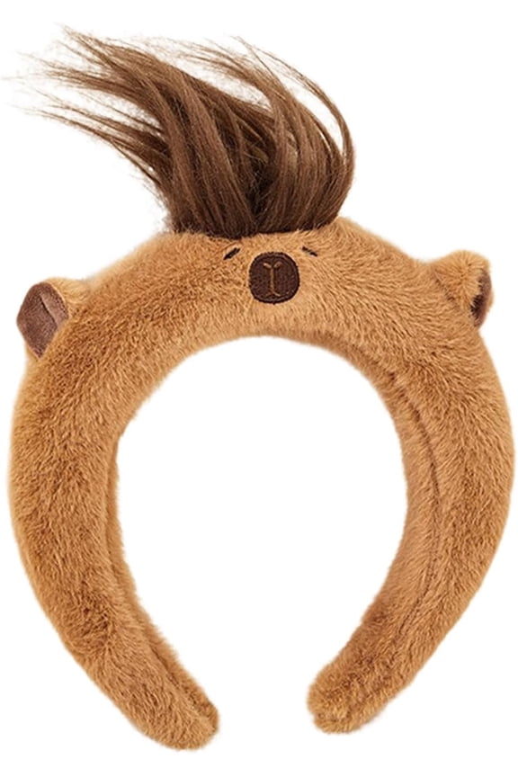 Cute Capybara Headband-Teens Cartoon Capybara Shape Headband Adult Plush Headpiece for Makeup Washing Face Sports Headband Anti Hair Slip(1pc - L)