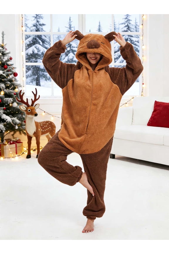 Cute Capybara Pajamas for Adults Zipper Cozy Sleepwear for Women and Men Comfortable Animal Themed Sleep Suit Ideal for Lounging and Relaxing Perfect Gift for Capybara Lovers