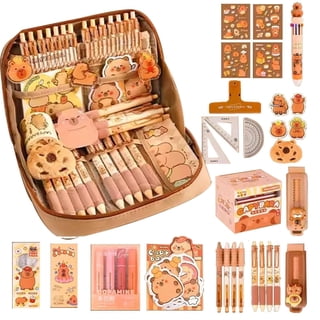 Cute Pencil Case with 12 Compartments, Stationery Set, Large Capacity Pencil Case with Accessories, Cartoon Student Pen Bag Organizer
