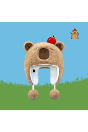 Cute Capybara Plush Hat For Women Winter Warm Cartoon Cold Proof Pullover Hat Ear Protection Hood Lei Feng Cap Christmas Gifts