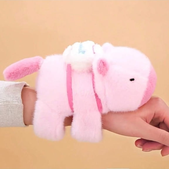 Cute Capybara Plush Slap Bracelet for Kids, Soft Animal Wristband Toy with Snap Band, Fun Party Favors & Birthday Gifts for Girls Boys Toddlers