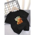 thumbnail image 1 of A Cute Capybara Print Short-Sleeve T-Shirt for Girls, Featuring a Casual And Comfortable Round Neck Design, Perfect for Spring And Summer, Suitable for Outdoor Activities., 1 of 3