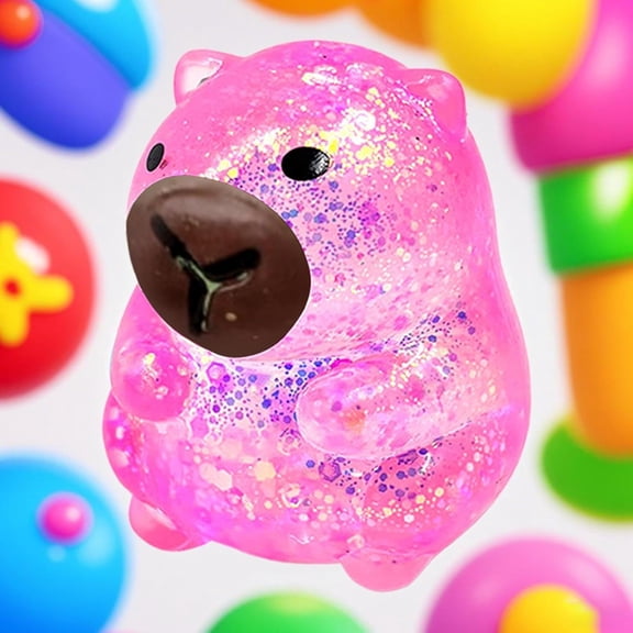 Cute Capybara Squishy, Squishy Capybara 9.45" Puffer Ball, Animal Party Favors Stress Relief Gifts Squishy Sugar Ball, Glitter Capybara Squishy Sensory Stress Ball Fidget Tool