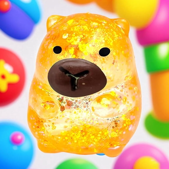 Cute Capybara Squeezable, Kneadable Capybara 9.45" Puffer Ball, Animal Party Favors Stress Relief Gifts Softie Sugar Ball, Glitter Capybara Jelly Sensory Stress Ball Fidget Tool