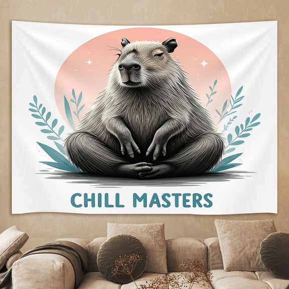 Cute Capybara Tapestry Wall Hanging, Funny Chill Mates Animal Art, Polyester for Home Decor Bedroom Living Room Gift
