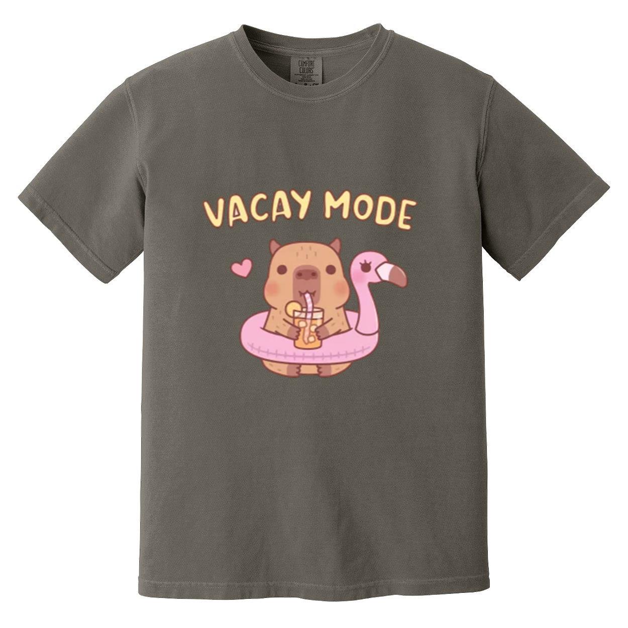Cute capybara with flamingo pool float vacay mode comfort color t shirt