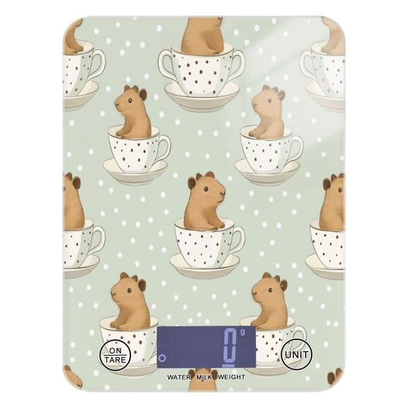 Cute Capybara in Coffee Cups Food Scale Digital Kitchen Scale Waterproof Grams Ounces lbs for For Baking and Cooking
