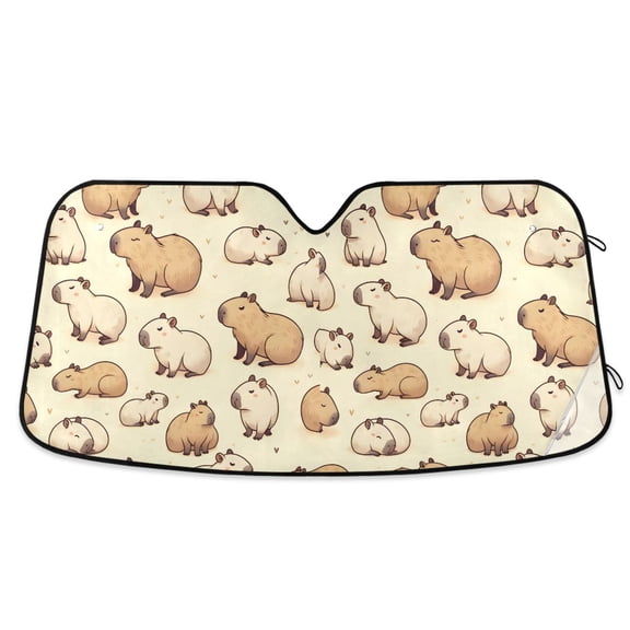 Cute Capybaras Car Windshield Sun Shade Foldable Car Front Window Visor Heat and UV Protection 53x23.5