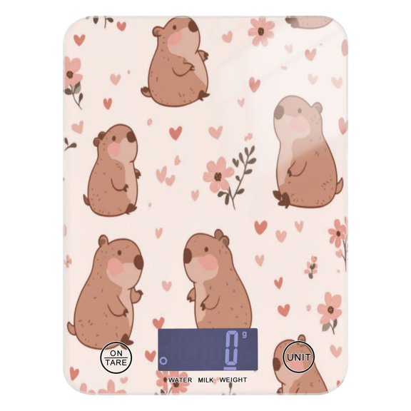 Cute Capybaras Food Scale Digital Kitchen Scale Waterproof Grams Ounces lbs for For Baking and Cooking
