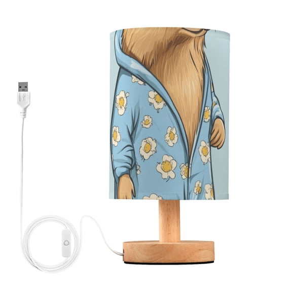 Cute Capybaras Wearing Pajamas Table Lamp with USB Port LED Warm Light Lamp Night Light Home Decor