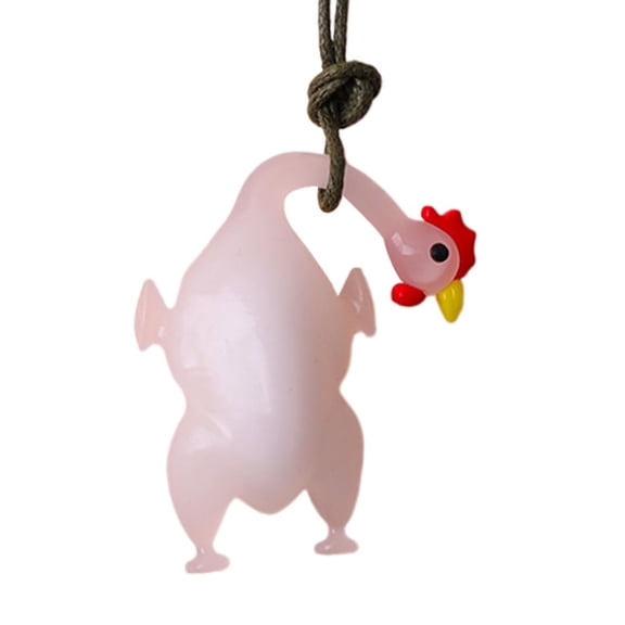 Cute Car Accessories Swing Chicken Car Accessories for Decor, Swinging Rear View Mirror Hanging Ornament for Women Men Gift (White)