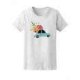 thumbnail image 1 of Cute Car And Flowers Cartoon T-Shirt Women -Image by Shutterstock, Female Medium, 1 of 2