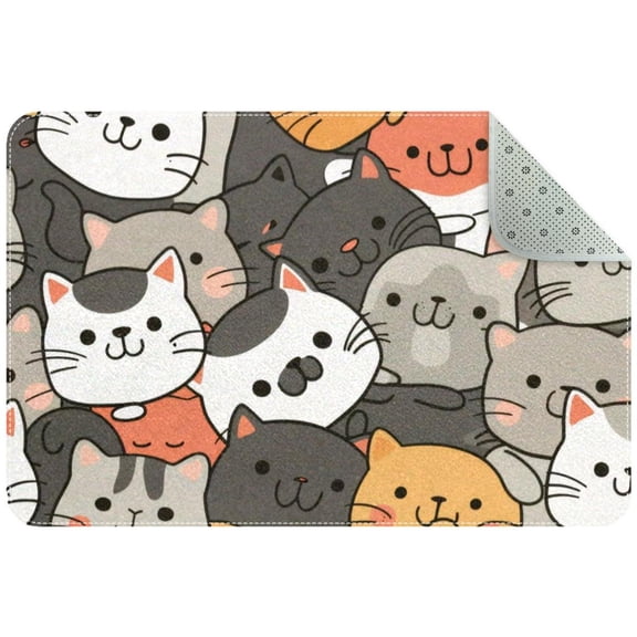 Cute Car Faces Small Area Rug, Non-Slip Door Mat Indoor Floor Mat, Washable Kitchen Rug Entrance Door Mat for Bedroom Living Room