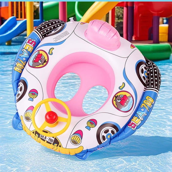 Cute Car Shaped Inflatable Pool Float for Toddlers, Kids Family Swim Ring Suitable for Ages 1+, Portable Baby Inflatable Swimming Pool Toy