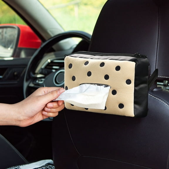 Cute Car Tissue Box Holder, Hanging Seat Back Tissue Organizer, Creative Cartoon Interior Decoration, Easy Access Paper Dispenser for Car Home Office Gift