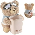 thumbnail image 1 of Cute Car Trash Can with Tissue Holder 2-in-1 Cartoon Bear Plush Tissue Box Vehicle Decoration Console Stuffed Animal Organizer Plush Doll, 1 of 9