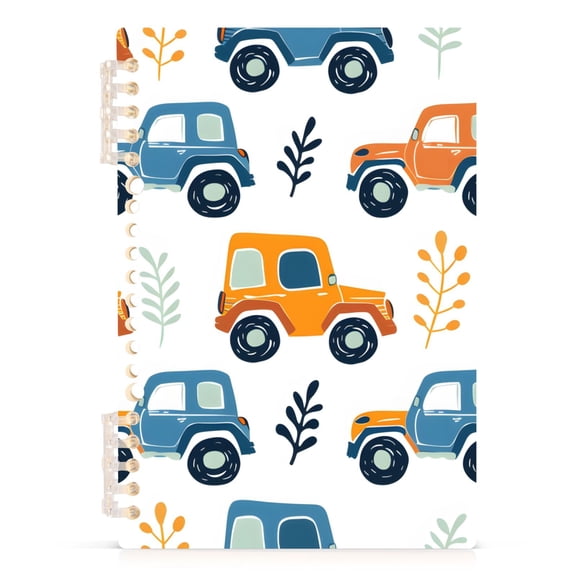 Cute Car and Leaf Notebooks 1-subject Journal 60 Sheets A5 College Ruled Paper Detachable Ring 8.3"x5.7"