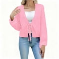 thumbnail image 1 of Cute Cardigan Sweaters for Women Tie Front Bow Long Sleeve Casual V Neck Coats Trendy Fall Loose Soft Jacket New Cardigan Sweaters for Women Plus Size Pinky S, 1 of 8