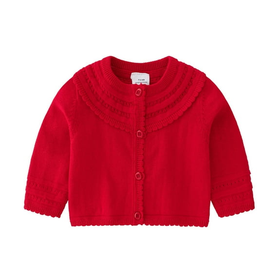 Cute Cardigan Sweaters for Teen Girls New Toddler Baby Girls Cotton Cardigan Sweater Long Sleeve Button down Jackets Fall Trendy Outfits Red 6 Months
