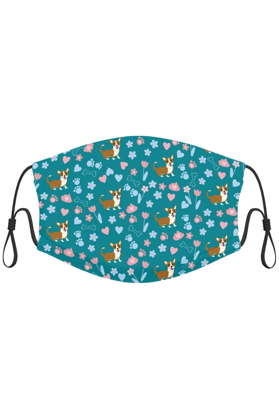 Cute Cardigan Welsh Corgi Dog Graphic Printed Cloth Face Masks Reusable Washable Adjustable for Child (1 PCS)