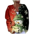 thumbnail image 1 of Cute Cardigan Women Christmas Fashion Color Block Snowman Print Knitted Sweater Long Sleeve Button Down Xmas Sweater Coat for Fall and Winter, 1 of 5