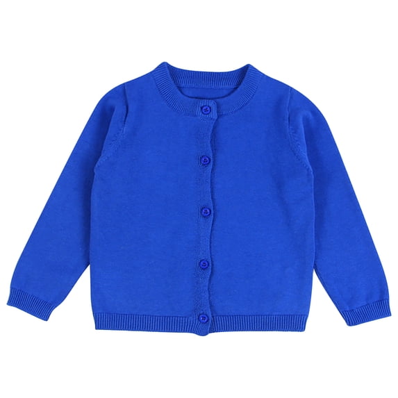 Cute Cardigans Sweaters for Girls Button Knit Sweater Kids Crew Neck Long Sleeve Kitted Tops Toddler Girls Solid Color Fall Winter Cardigan Blue 6T