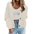 thumbnail image 1 of Cute Cardigans Women Knit Open Front Sweater Long Sleeve Button Loose Short Outerwear Coats, 1 of 4