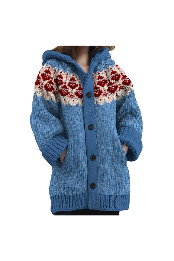 Cute Cardigans Women Cozy Knitted Hooded With Pockets Casual Style Sweater Jacket Work Cardians