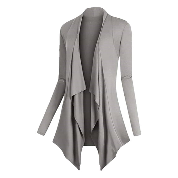 Cute Cardigans Women Drape Front Open Long Sleeve Irregular Hem Outerwear Coats