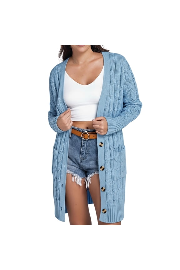 Cute Cardigans Women Long Button Down For Cozy Knit Sweater Open Front Duster Casual Work Cardians