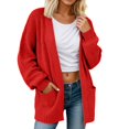 thumbnail image 1 of Cute Cardigans Women Long Loose Fit Sweater Open Front Knit Pocket For Autumn Soft Casual Wear Women's Cardigans, 1 of 4
