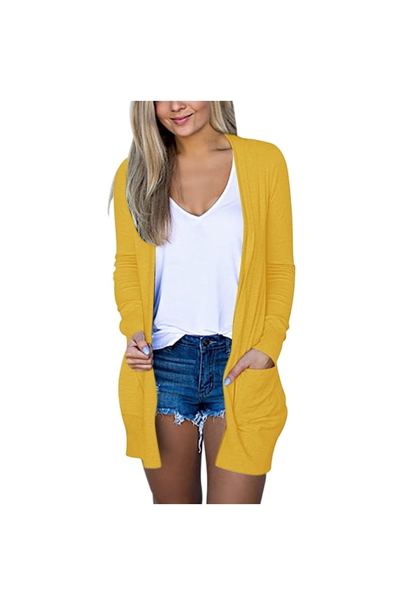 Cute Cardigans Women Long Sleeve For Open Front With Pockets Casual Duster Sweater Light Weight Cardigan