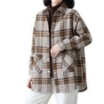 thumbnail image 1 of Cute Cardigans Women Plaid Fleece Lined Thickened Color Casual Long Sleeve Button Up Shirt Jacket Cozy Comfort Fit Lightweight Cardigans, 1 of 5