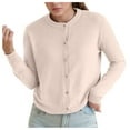 thumbnail image 1 of Cute Cardigans Women Pure Twin Sets For Round Neck Long Sleeve Button Down Soft & Warm Sweater Lightweight Cardigans, 1 of 5