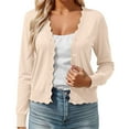 thumbnail image 1 of Cute Cardigans Women Ruffle Hem Button V Neck Long Sleeve Knitted Cropped Light Weight Cardigan, 1 of 5