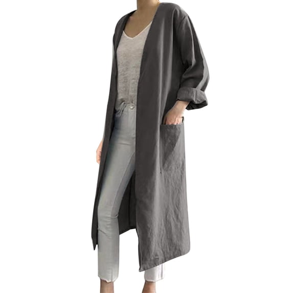 Cute Cardigans Women Solid Color With Pockets Mid Length Casual Jacket Outfits Clothes